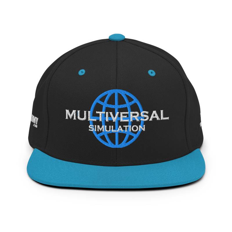 Multiversal Simulation Snapback Cap – Unisex Holographic Universe Clothes (White Text) - Image 5