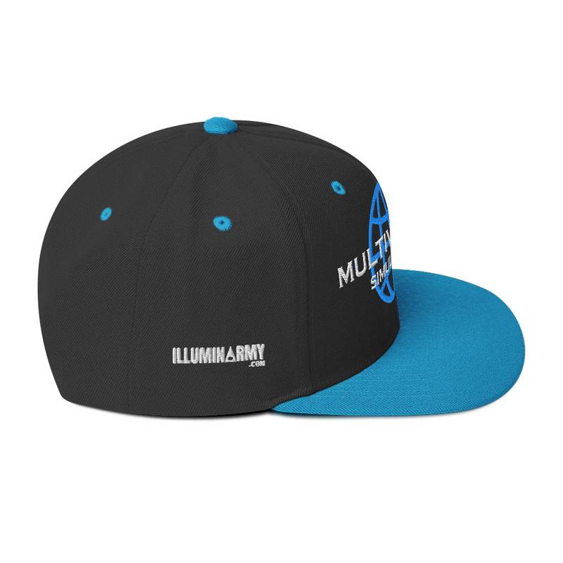 Multiversal Simulation Snapback Cap – Unisex Holographic Universe Clothes (White Text) - Image 4