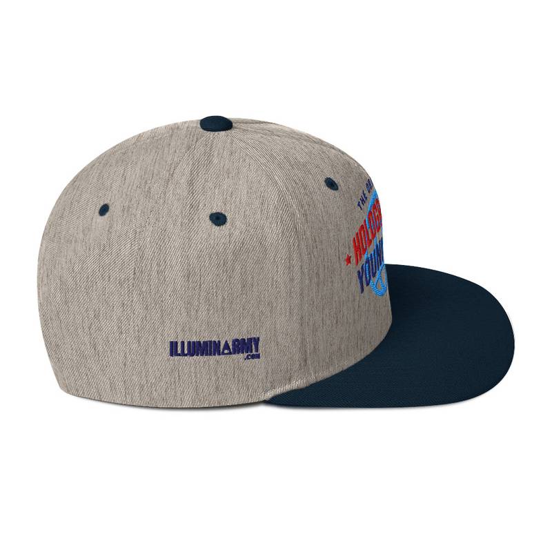 Holographic YOUniverse Snapback Cap – Holographic Universe Clothes Unisex (Navy Text) - Image 20