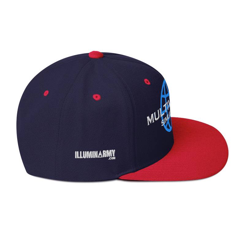 Multiversal Simulation Snapback Cap – Unisex Holographic Universe Clothes (White Text) - Image 40