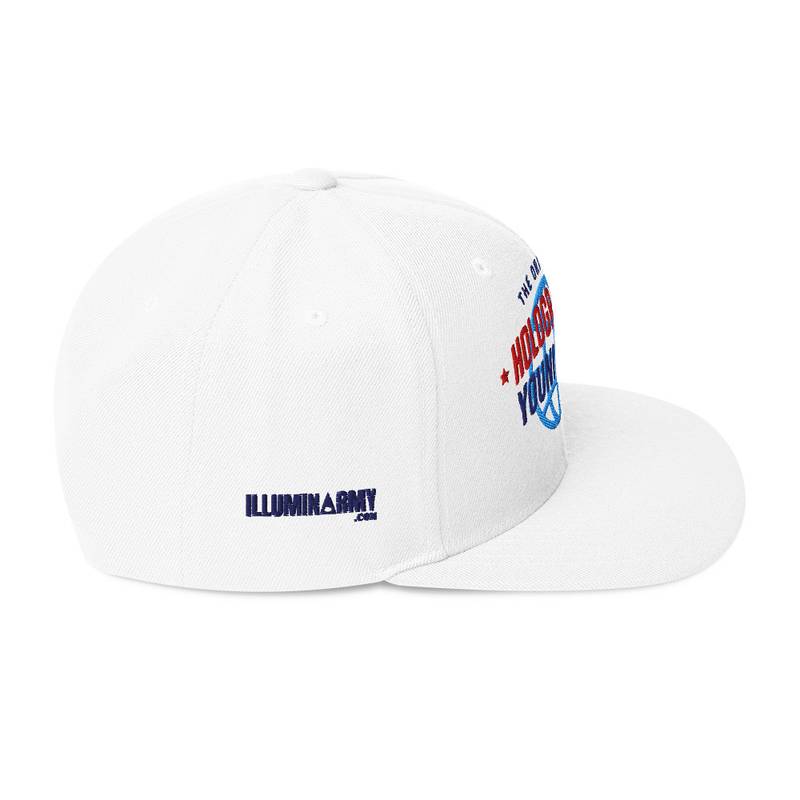 Holographic YOUniverse Snapback Cap – Holographic Universe Clothes Unisex (Navy Text) - Image 32